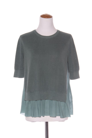 COS - Chiffon contrast moss green knit top! 10-12