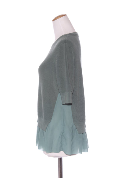 COS - Chiffon contrast moss green knit top! 10-12
