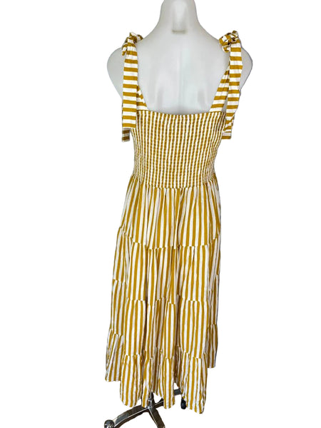 MISTER ZIMI - Mustard linen blend shirred tie dress! 16