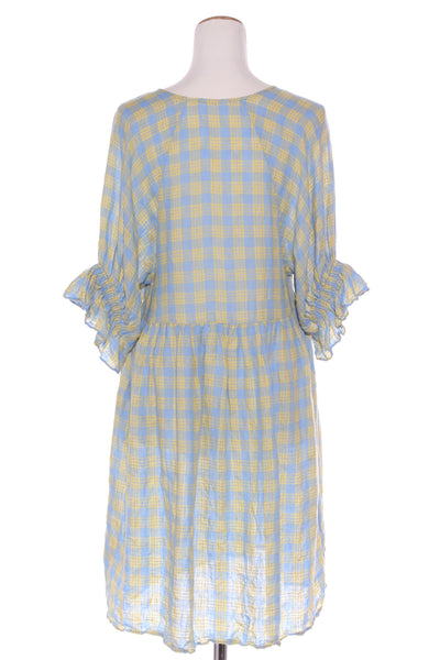 ZEST - Blue + yellow linen check dress! 8-10