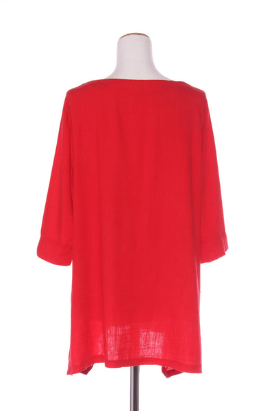 SLATE the label - Red linen blend layer hem top! 14-16