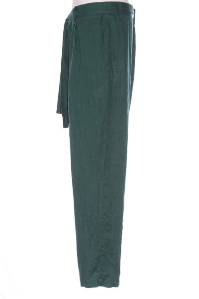 THE FOXES DEN - Straight leg qualtiy linen pants - Bottle green! 16