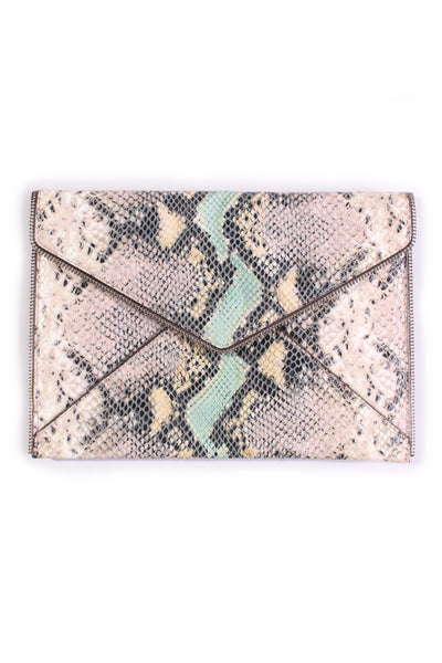 REBECCA MINKOFF "Snake leo" leather clutch!