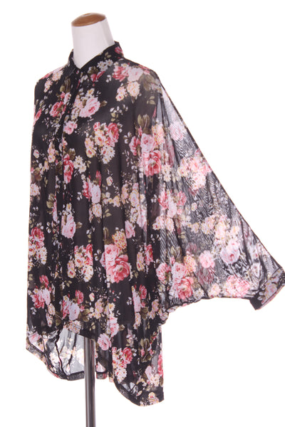 CHARLO - Mesh batwing floral over shirt! 8-18