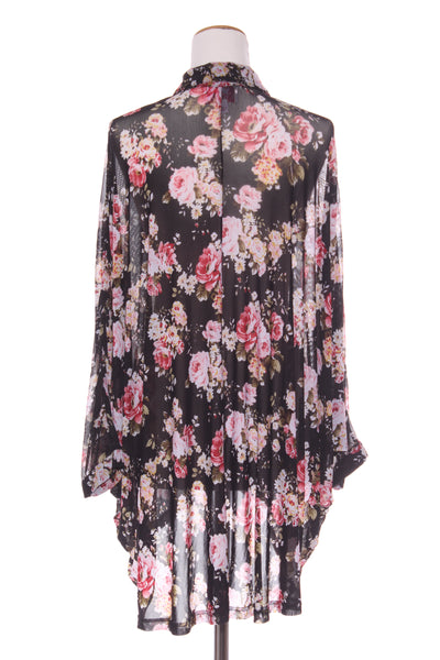 CHARLO - Mesh batwing floral over shirt! 8-18