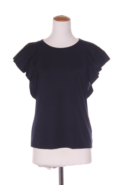 WITCHERY - Cotton ruffle sleeve top - Navy! 12