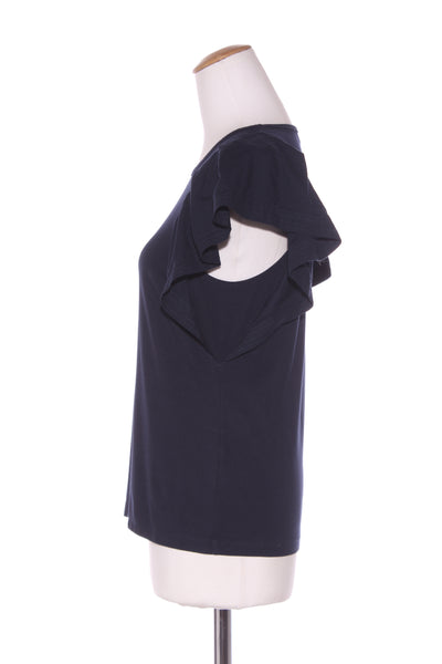 WITCHERY - Cotton ruffle sleeve top - Navy! 12