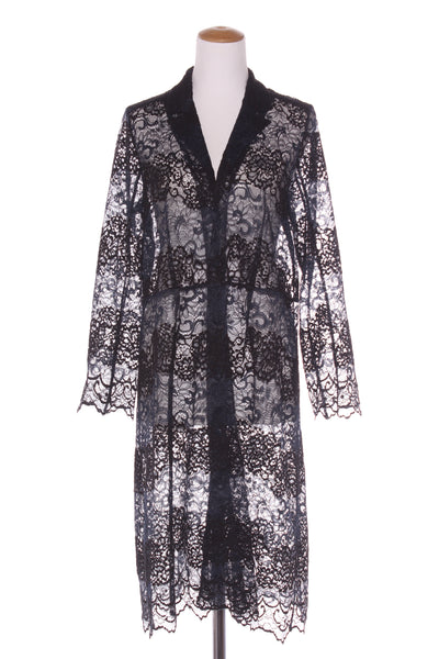 GANNI (LN) "Parker lace" navy + black shirt dress/duster! 14
