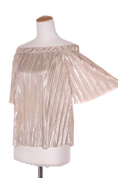 RIVER ISLAND - Metallic gold micro pleat top! 12-14