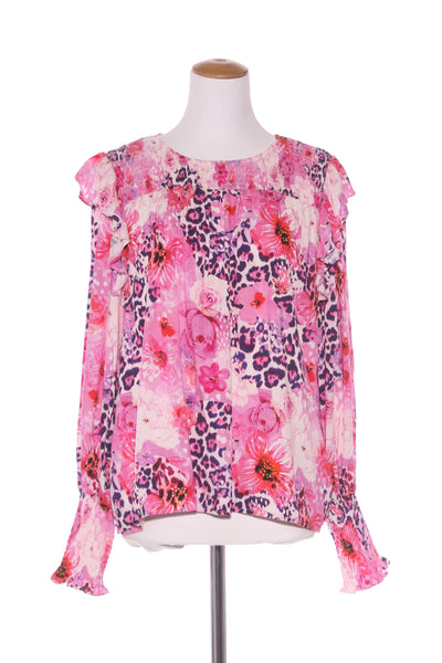 AUGUSTINE - Pink animal floral shirred sleeve top! 12