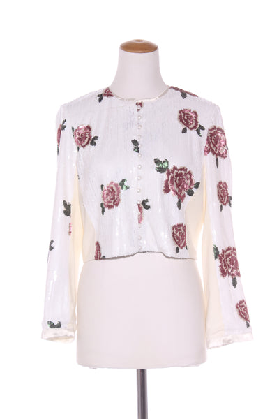 VINTAGE ROSE - Rose sequin + stretch panel jacket! 14