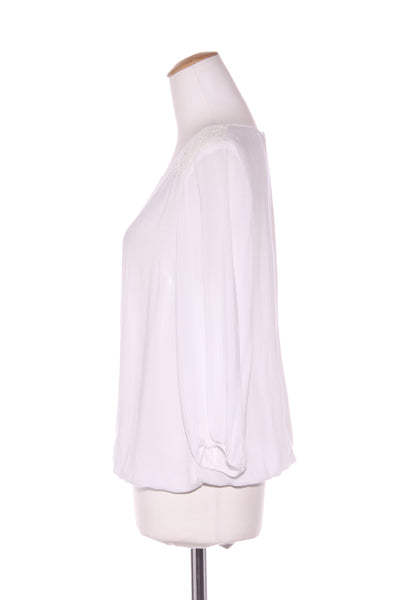 WALLIS (UK) Lace trim ivory viscose blouse! 12