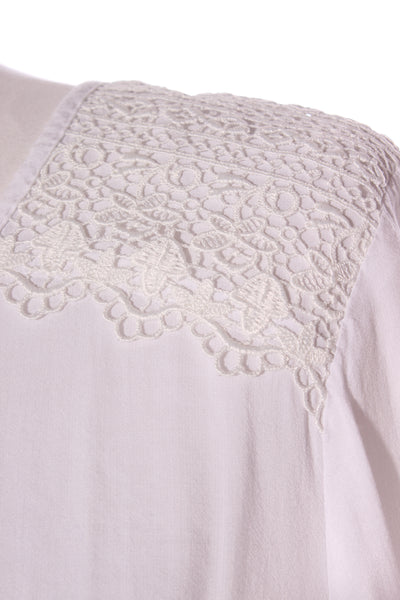 WALLIS (UK) Lace trim ivory viscose blouse! 12