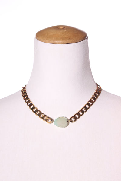 CATHY POPE - Chunky chalcedony choker necklace! Gold