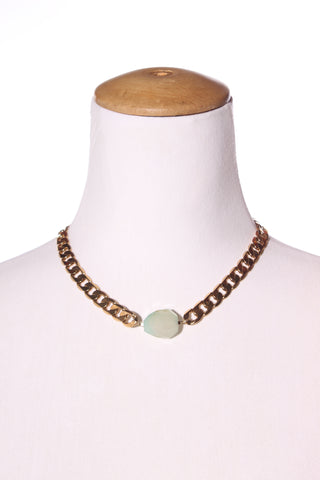 CATHY POPE - Chunky chalcedony choker necklace! Gold