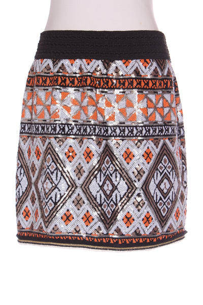 AUGUSTINE - Aztec sequin mini skirt - Black/orange! 14