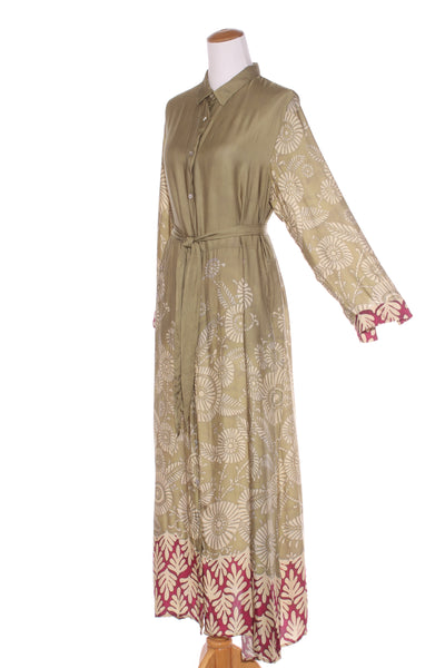 BLUKEY (ITA) Silky viscose maxi shirt dress! 14