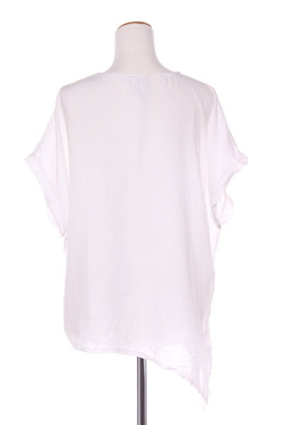 BLACKSTONE - Sequin trim angled hem linen top! 16