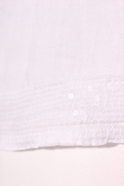 BLACKSTONE - Sequin trim angled hem linen top! 16
