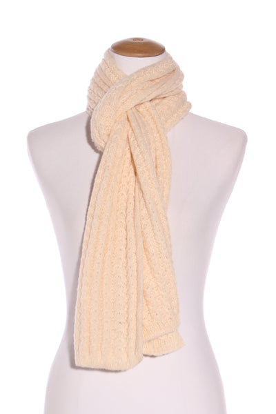 HAND MADE (LN) Soft wool knit scarf - Cream!