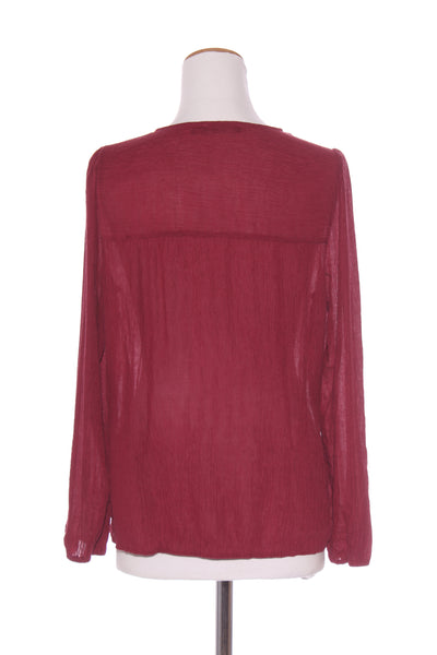 GLOSS - Textured tie front blouse - Wine! 10-12