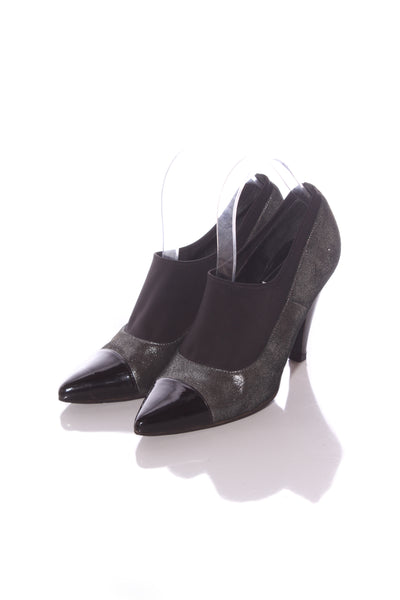PAULA RYAN - Metallic + neoprene leather heels! 39