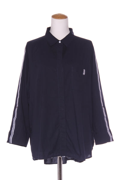 MADLY SWEETLY - Navy stripe mixed media shirt! 18