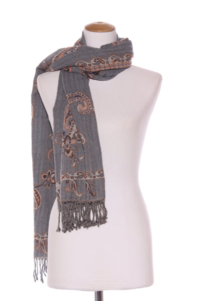 KM COLLECTION - Paisley herringbone wool scarf/shawl!
