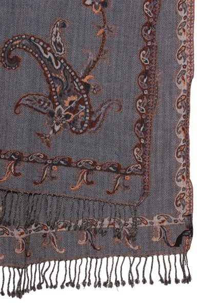 KM COLLECTION - Paisley herringbone wool scarf/shawl!