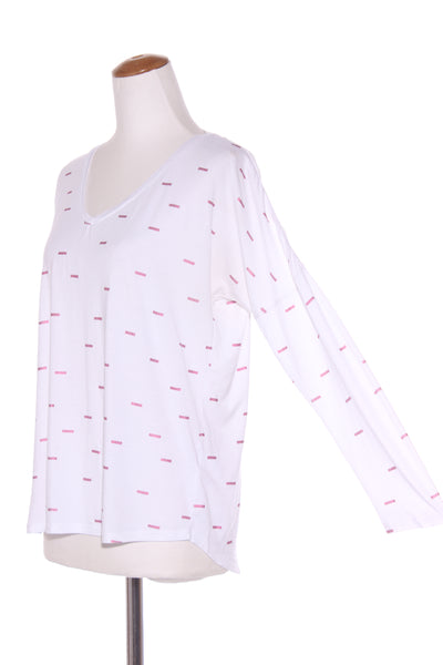 ELM - Metallic pink dash print L/S tee! 10-12