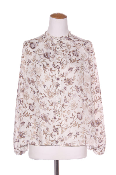 MAX - Brown + lilac floral linen button up blouse! 12