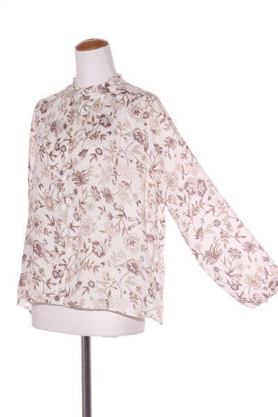 MAX - Brown + lilac floral linen button up blouse! 12