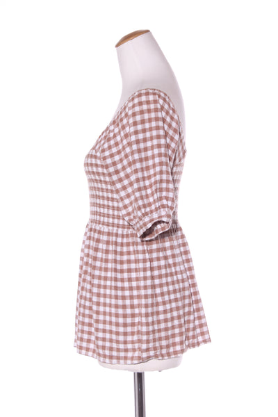 JEANSWEST - Brown gingham shirred top! 12