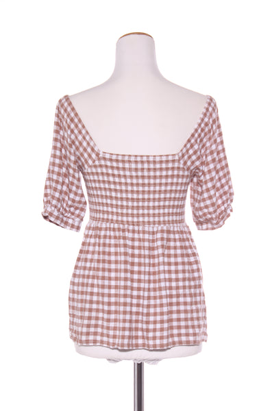 JEANSWEST - Brown gingham shirred top! 12