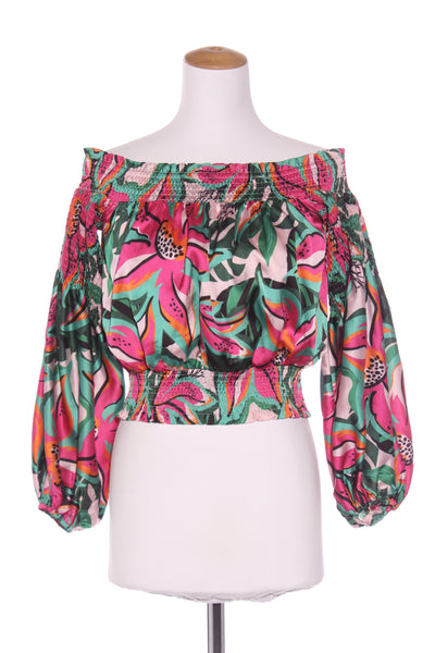 CHARLO - Shirred crop floral print top! 10-12