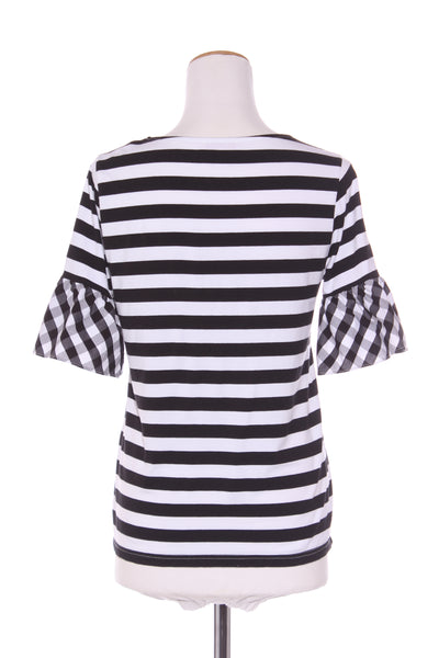 CHARLO - Gingham sleeve stripe top! 8-10