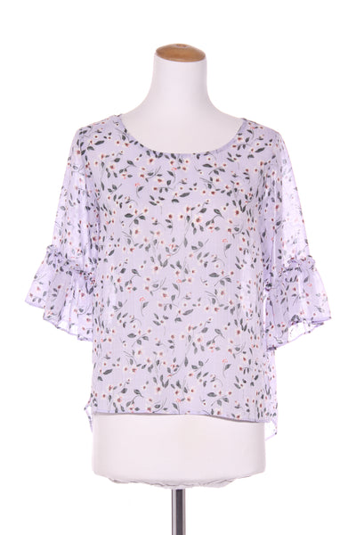 SEEKING LOLA - Lilac floral chiffon top! 8-10