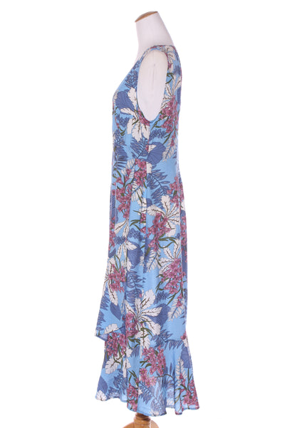 ANNAH S (NZ) Faux wrap blue floral midi dress! 14
