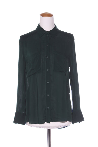 COUNTRY ROAD - Forest green viscose drape shirt! 10