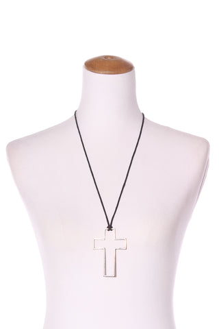 Beaten metal cross necklace!