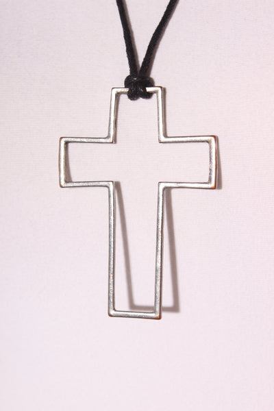 Beaten metal cross necklace!