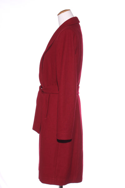 MAX - Wool blend tie waist long coat - Merlot! 10