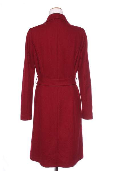 MAX - Wool blend tie waist long coat - Merlot! 10