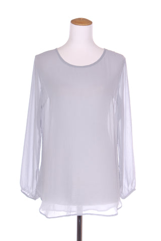 HARRÏE & SAM (NZ) Dusty blue/grey chiffon top! 12