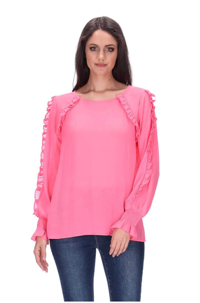 CHARLO "Jazmyn" fluro pink ruffle blouse! 10