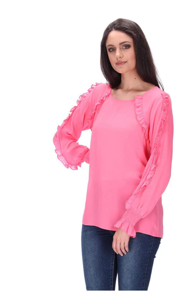 CHARLO "Jazmyn" fluro pink ruffle blouse! 10