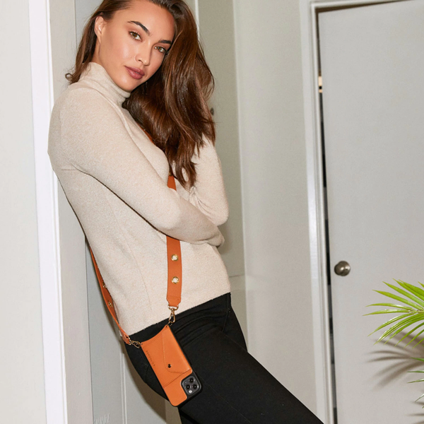 BANDOLIER (LN) iPhone 11 leather case with strap!