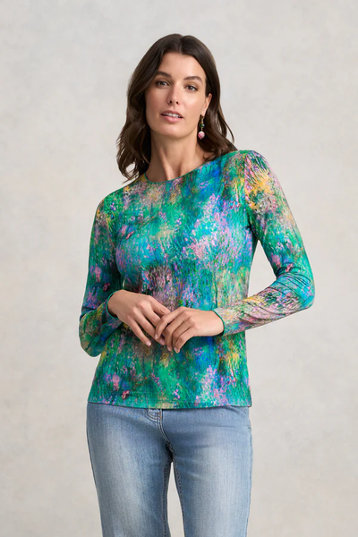 BLUE ILLUSION (LN) "Abstract monet" L/S crew neck top! 12