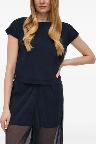 ARMANI EXCHANGE - Navy micro pleat top! 8-10