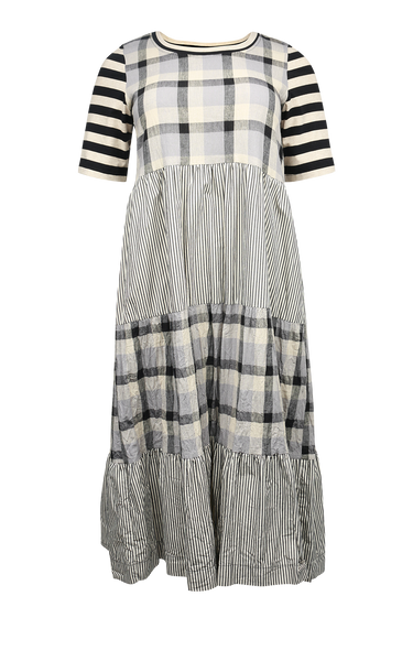 OBI "Monochrome tier" check stripe dress! 12
